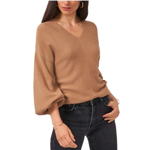 1.STATE Women's Rib-Knit Bubble Sleeve Long Sleeve Sweater Size L - Picture 1 of 11